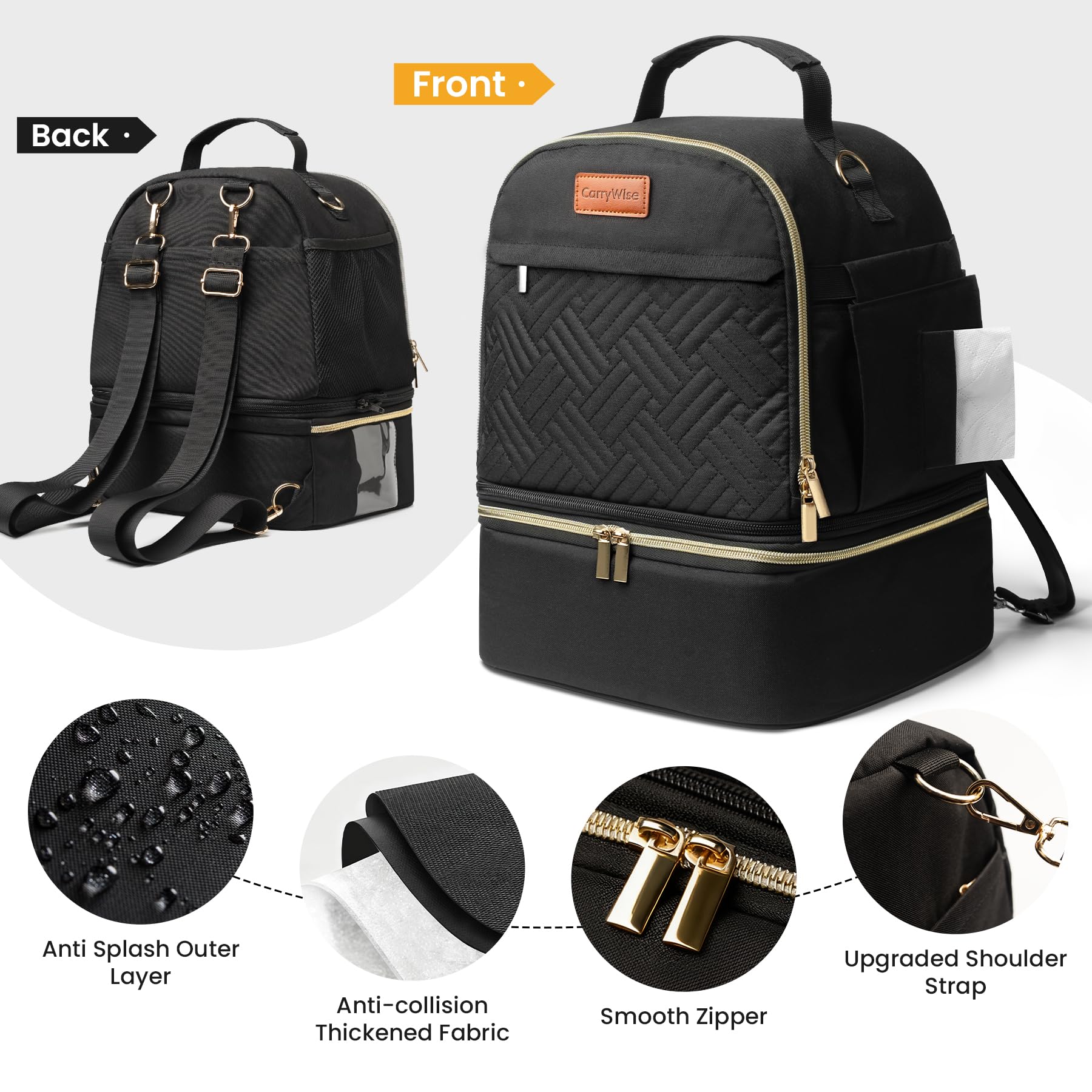 CarryWise wearable pump tote bag being carried as a stylish shoulder bag for work