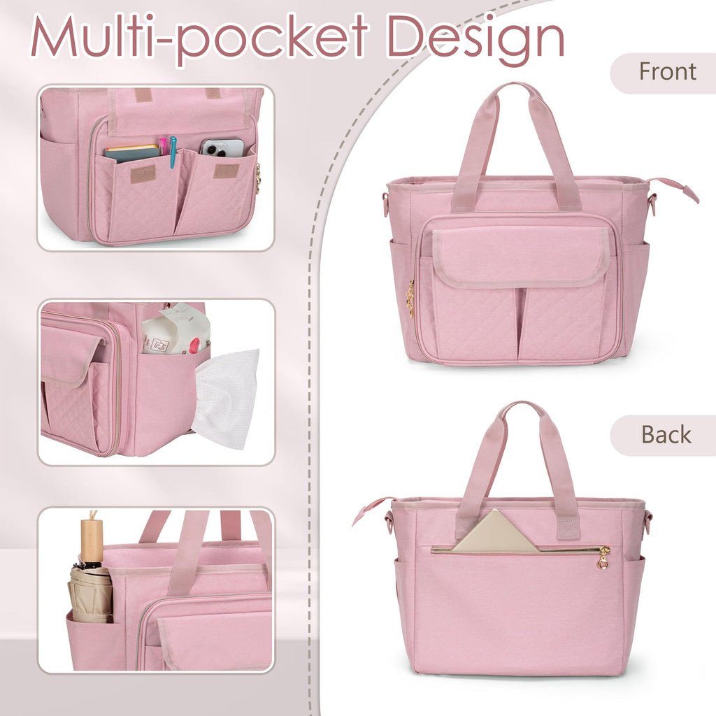 LUXJA breast pump carrier bag displayed alongside the included moisture resistant waterproof mat.