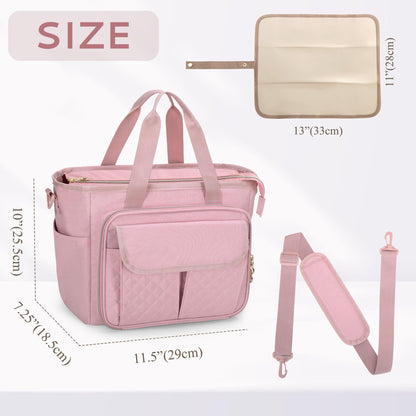 Close up view of the insulated bottle storage pockets inside the pink LUXJA pump bag.