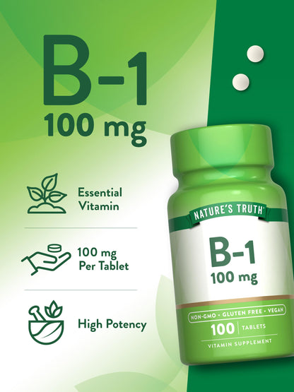 Close up view of Nature's Truth energy metabolism thiamine tablets