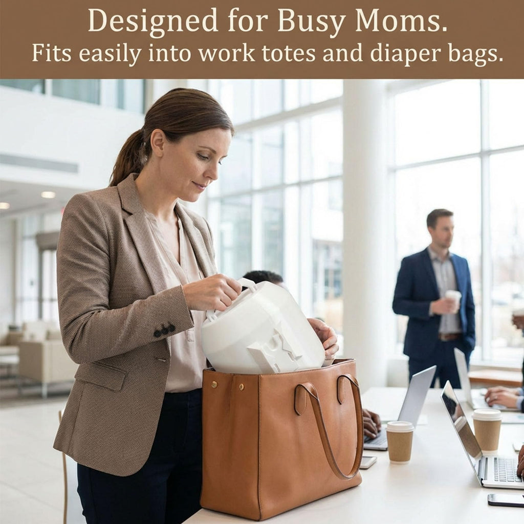 Animoasis wearable breast pump charging case showing clean non toxic materials and seamless handle