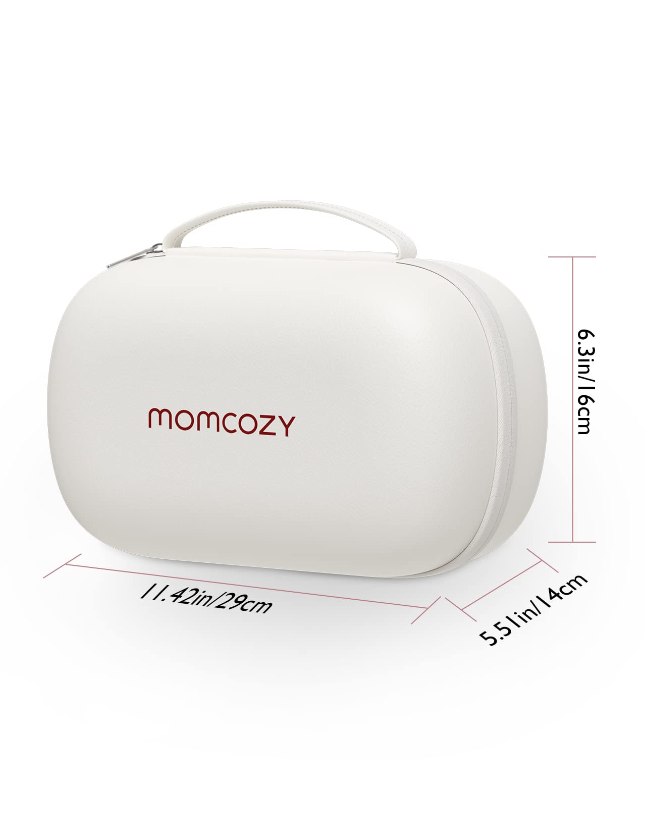 Momcozy watertight pumping bag showing the five integrated internal mesh pockets organizing charging cables and flanges