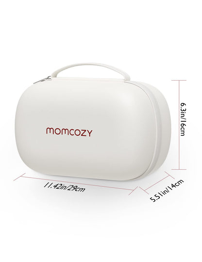 Momcozy watertight pumping bag showing the five integrated internal mesh pockets organizing charging cables and flanges