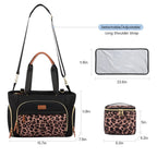 LOVEVOOK water resistant travel diaper bag rear view with luggage trolley strap attached to a suitcase