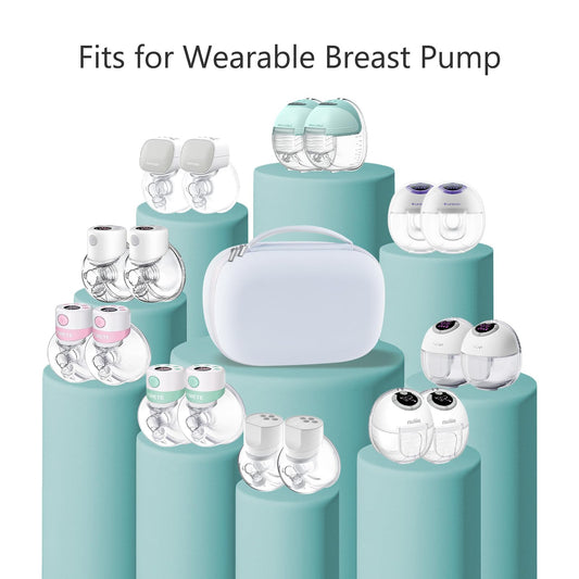 Open view of the Gowing breast pump travel bag displaying the removable stabilizing tray for two pumps.