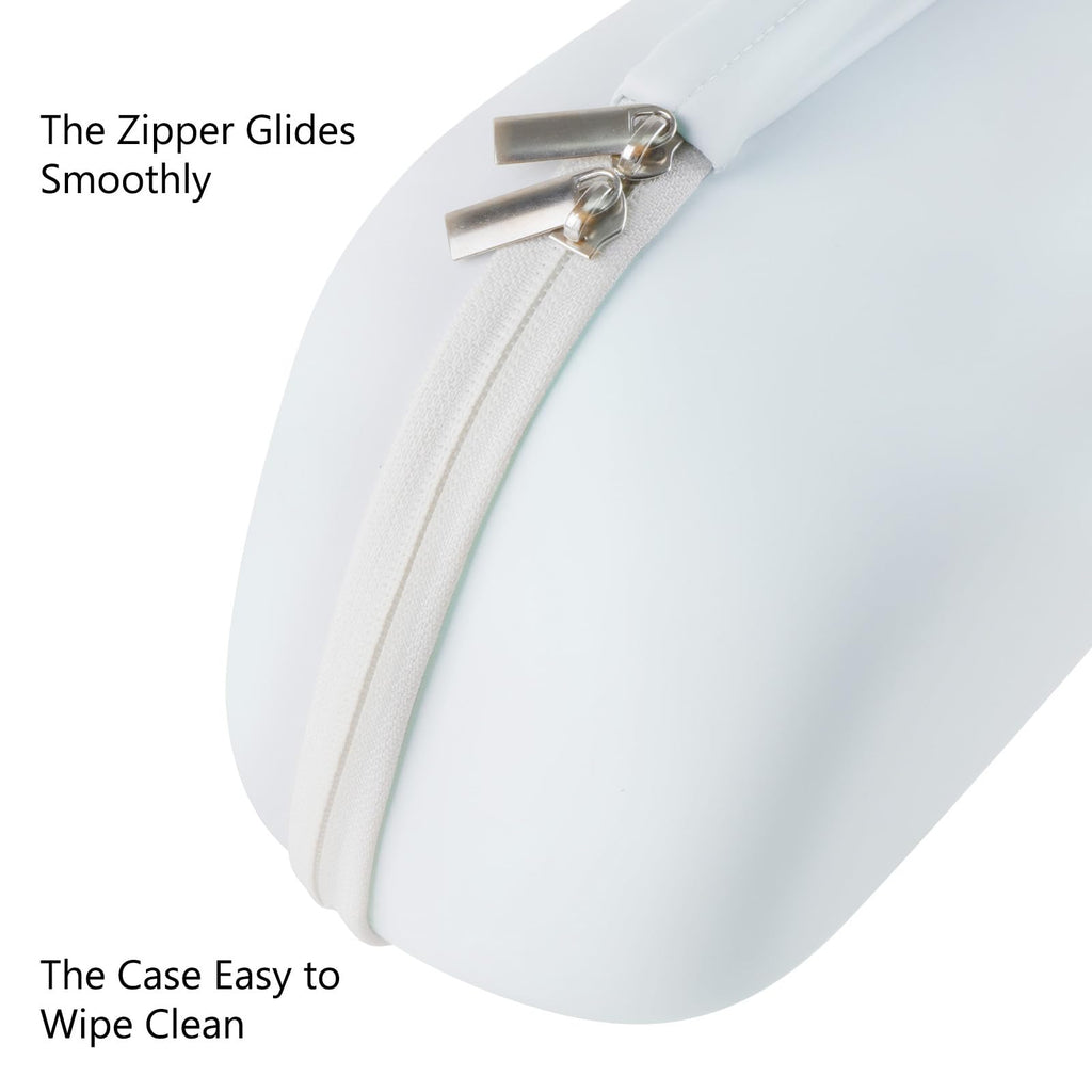 Side angle of the compact Gowing watertight breast pump carrier highlighting its slim travel friendly profile.