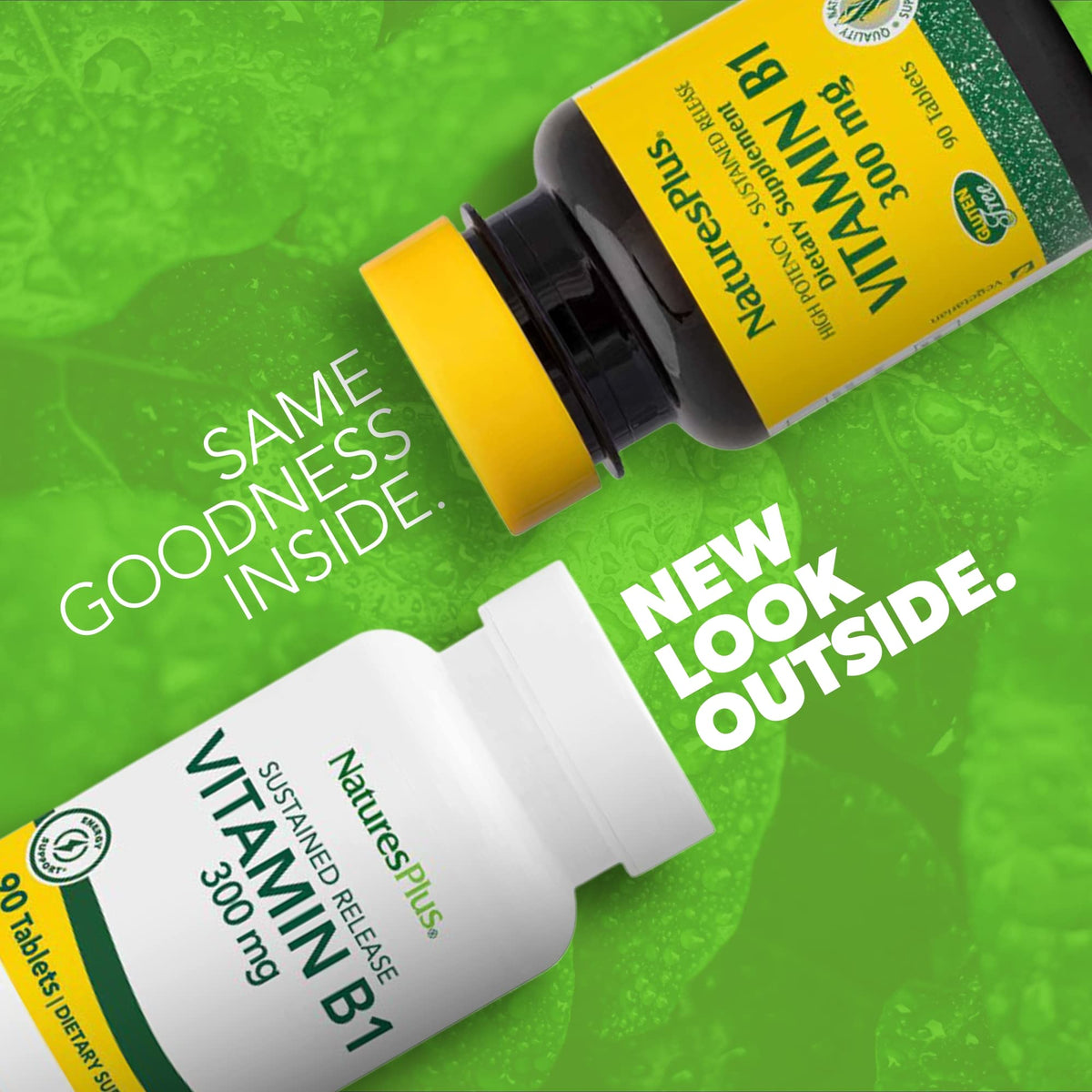 NaturesPlus Vitamin B1 supplement bottle side label showing ingredients