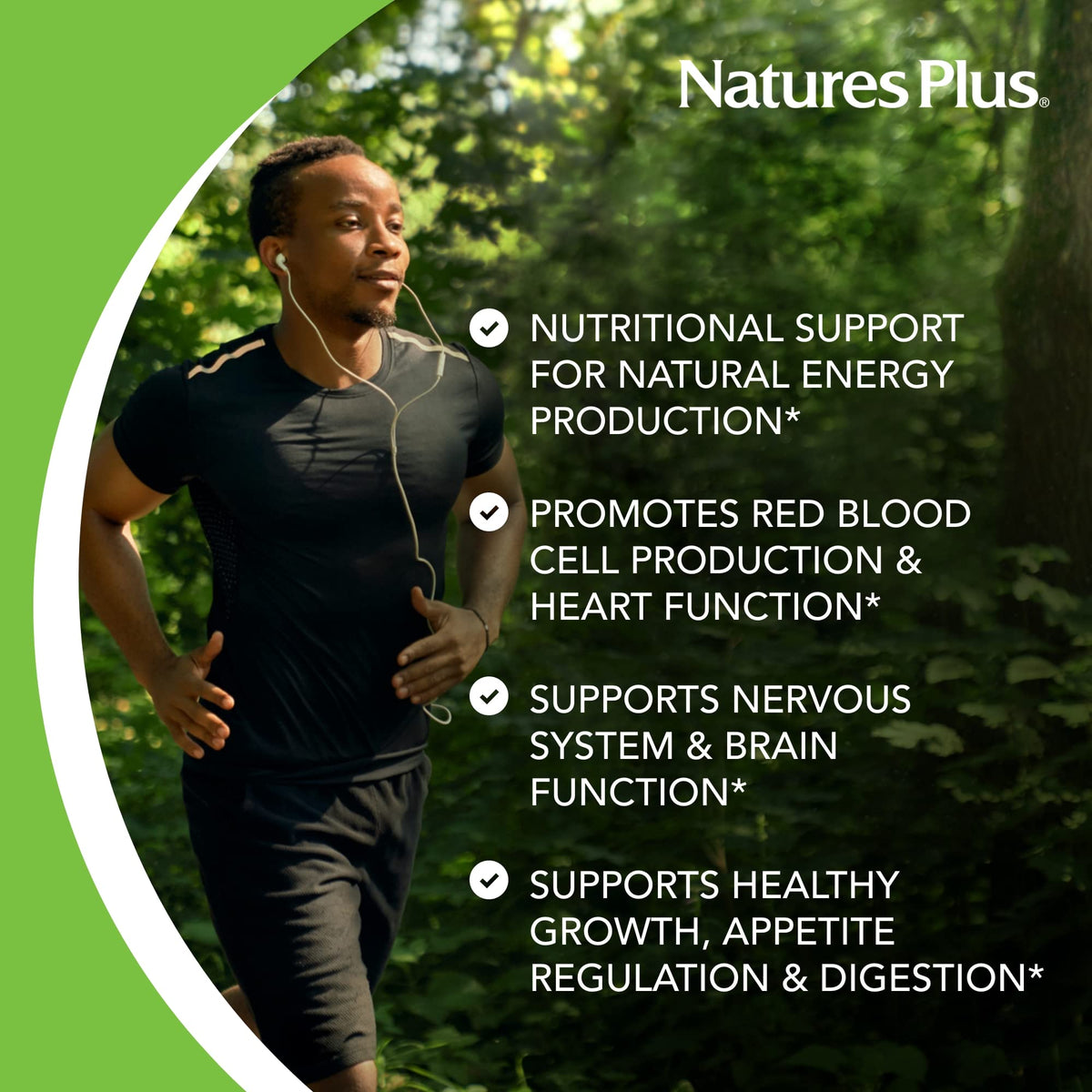 NaturesPlus sustained release thiamine tablets bottle back view