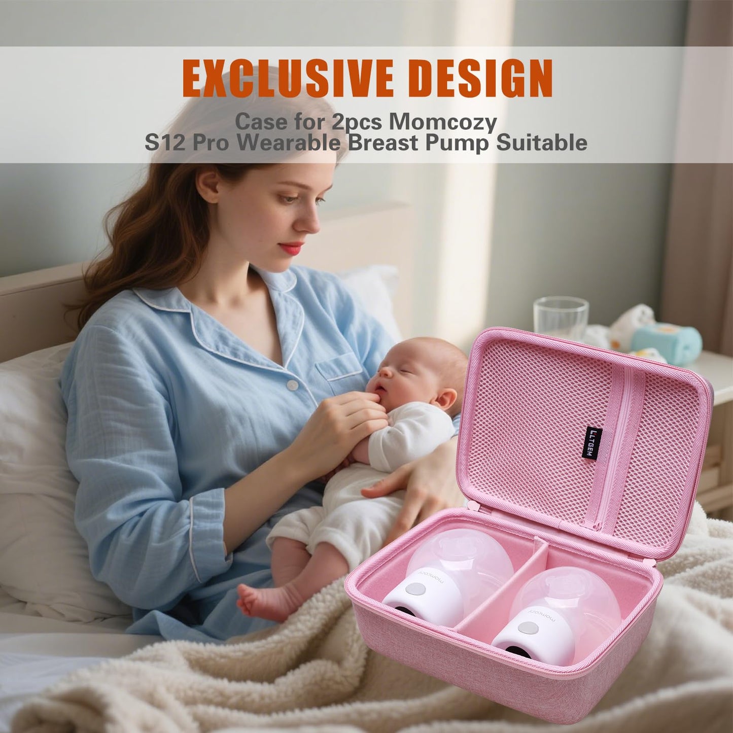 L LTGEM maternal care accessory holder highlighting the semi-waterproof exterior material.