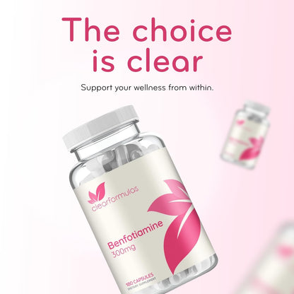 Clear Formulas imported USA beauty and health care premium supplement bottle on a clean background