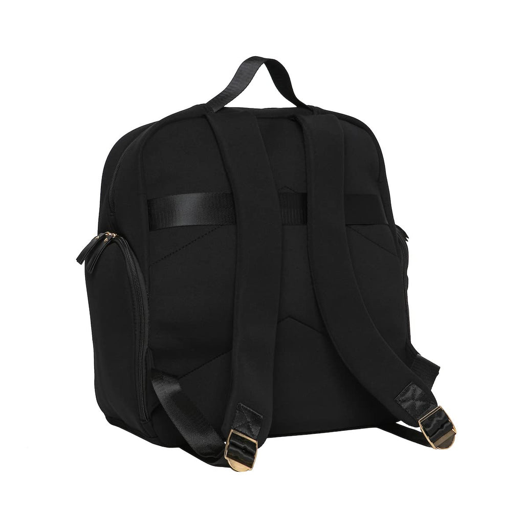 Sarah Wells Fiona travel bag highlighting the integrated luggage strap on a suitcase