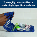 Close-up of the durable one hundred percent silicone mesh material and heavy duty fasteners.
