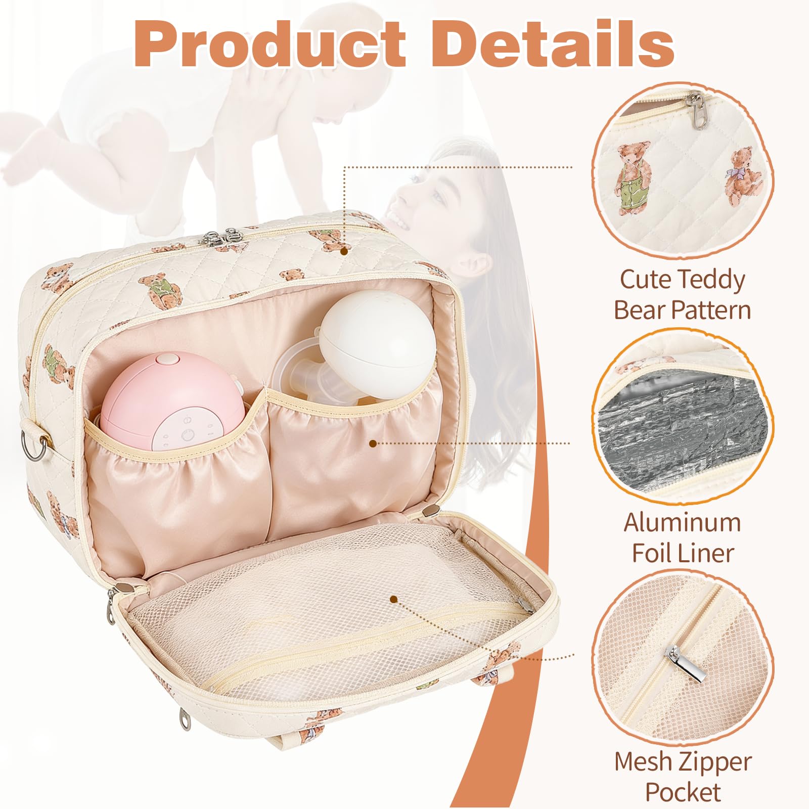 VerveBaby portable pumping case side profile view displaying the comfortable top carry handle