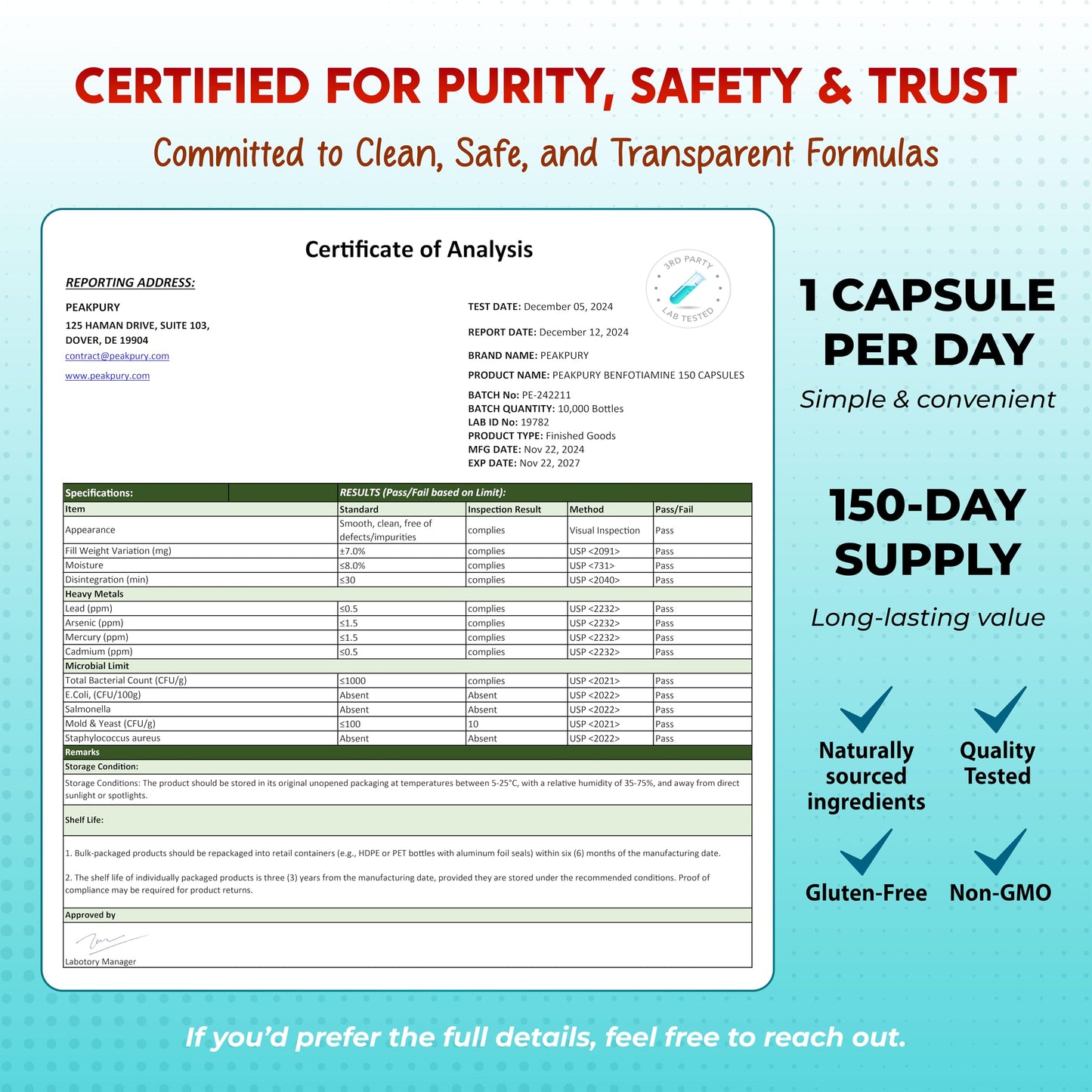 PeakPury premium imported beauty and health personal care product packaging