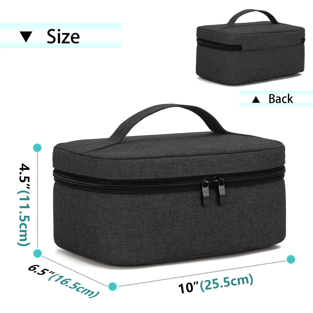 BAFASO compact travel bag showing the top translucent zipper pocket filled with milk storage lids and seals.
