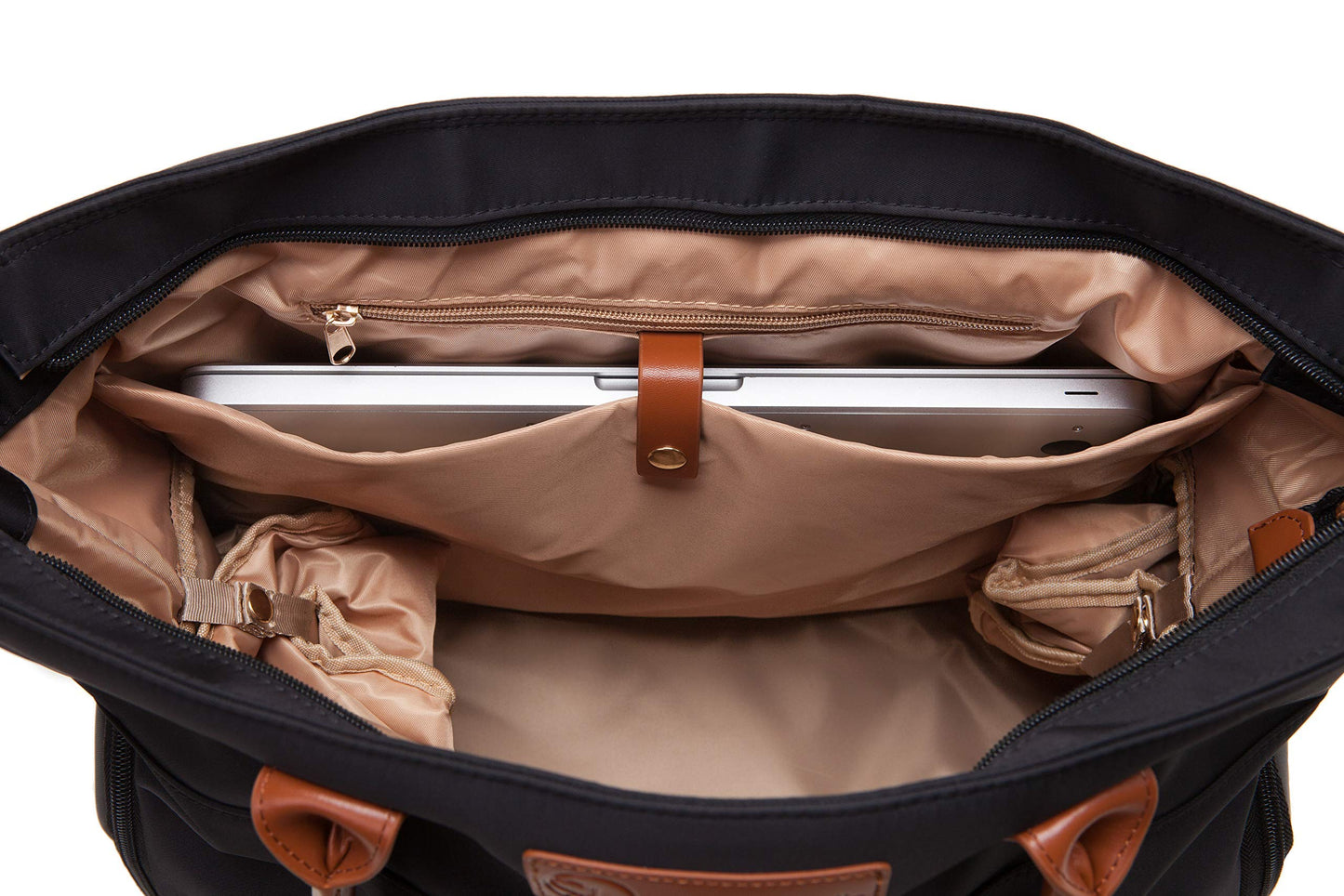 Sarah Wells Abby professional tote bag displaying the eight internal organization compartments