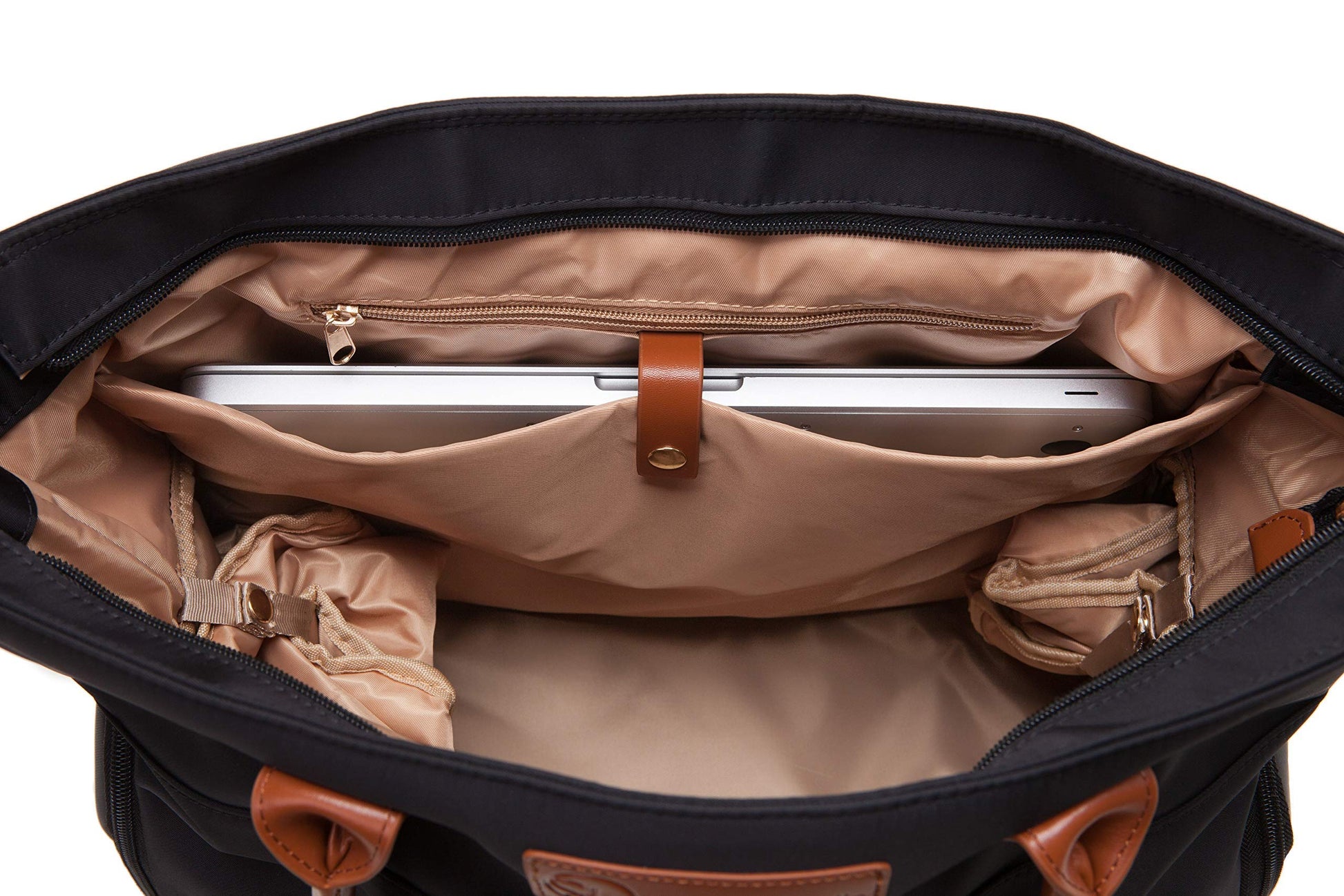 Sarah Wells Abby professional tote bag displaying the eight internal organization compartments