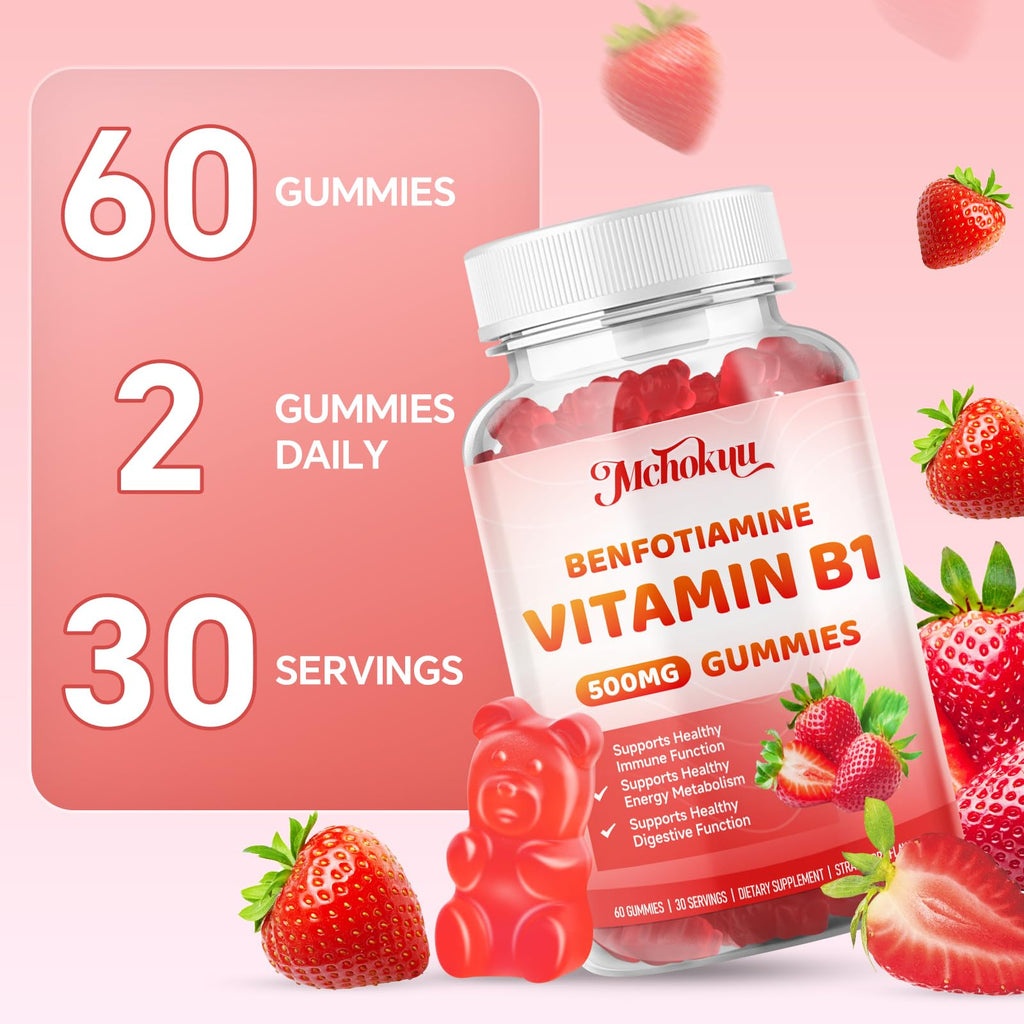 Lifestyle image of Mchokuu Vitamin B1 gummies container