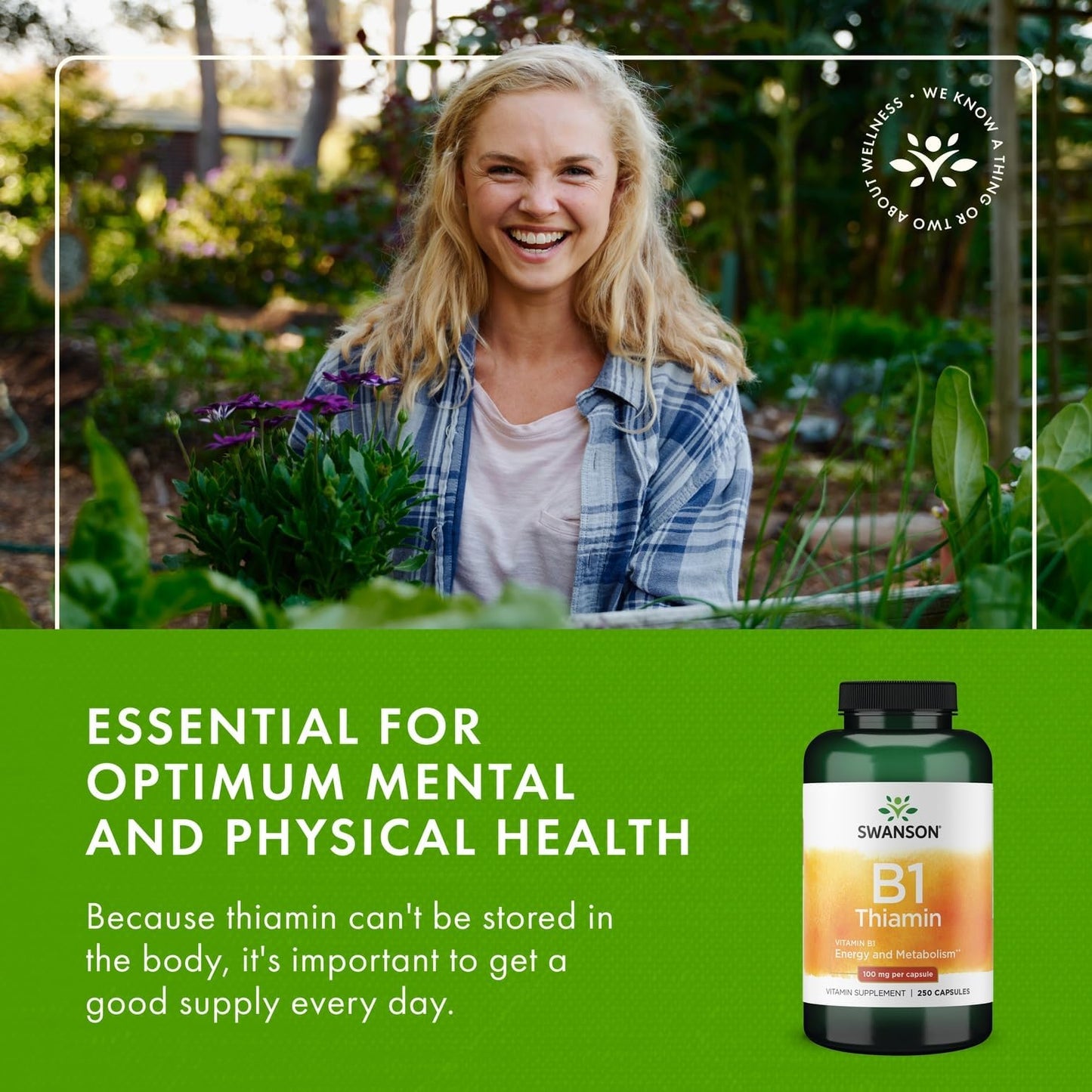 Swanson Vitamin B1 premium high potency capsules for healthy cell metabolism