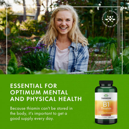 Swanson Vitamin B1 premium high potency capsules for healthy cell metabolism