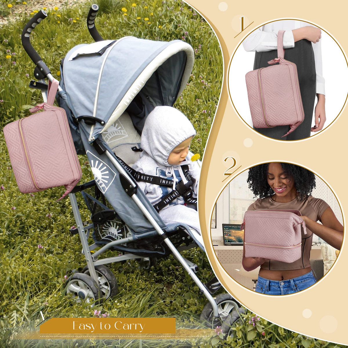 Fasrom water resistant nylon nursing mother travel bag side profile view