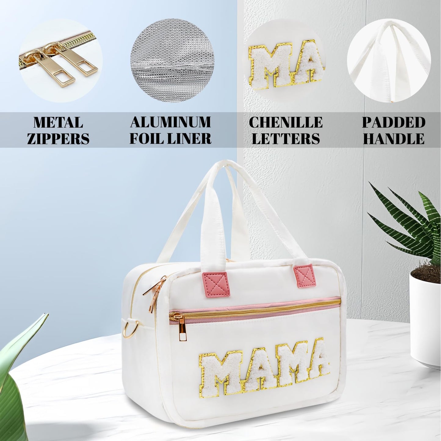 Rain Bunny travel pump carrying case showcasing padded elastic pouches with gold zippers.
