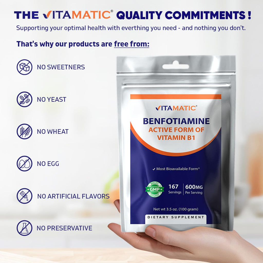 Vitamatic benfotiamine dietary supplement safety seals and quality assurance