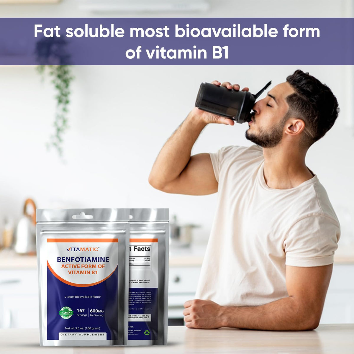 Vitamatic benfotiamine health supplement lifestyle layout