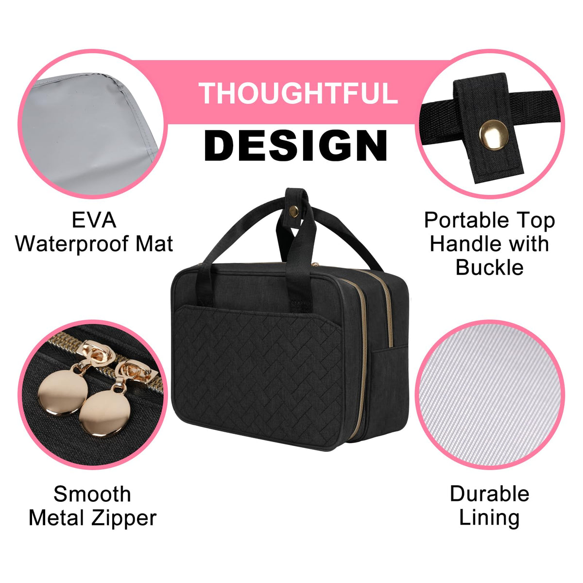 Phoebus Baby premium polyester travel pump bag showing reinforced top handle design