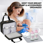 Phoebus Baby utility pumping case illustrating nine-ounce milk bottle storage capacity