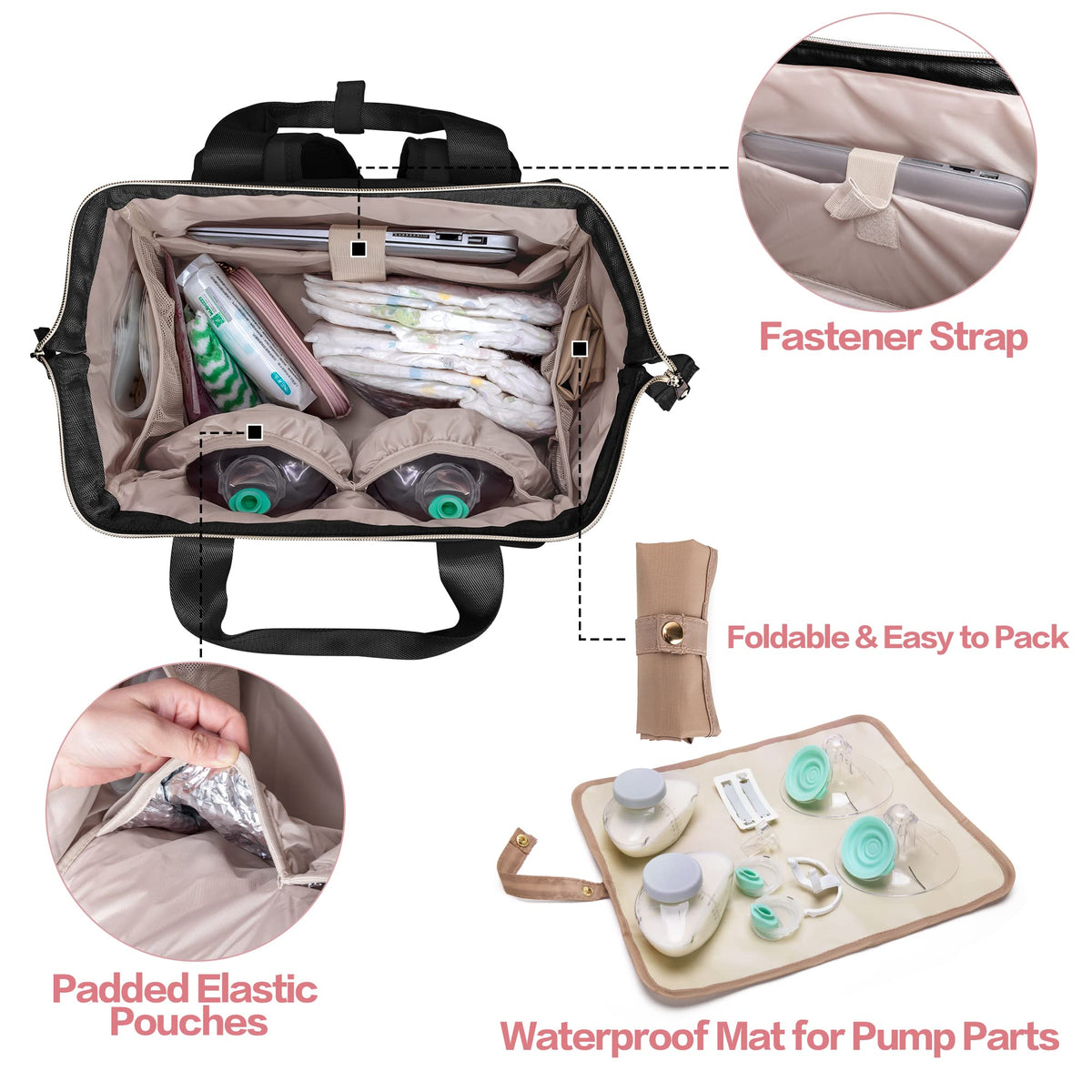 Fasrom insulated lower cooler section packed with baby bottles and cooling gel packs
