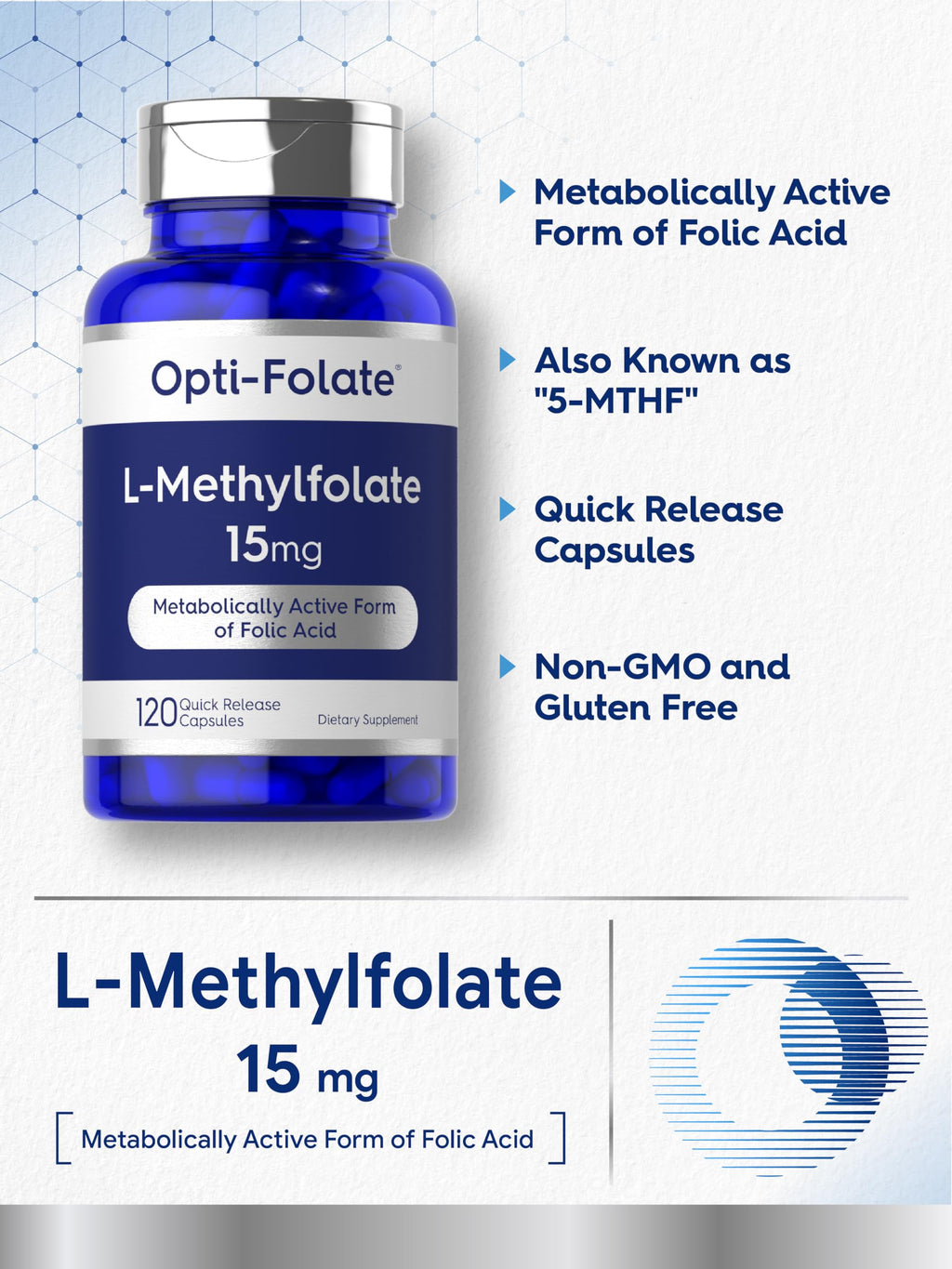 Authentic Carlyle imported active methyl folate non GMO gluten free capsules packaging