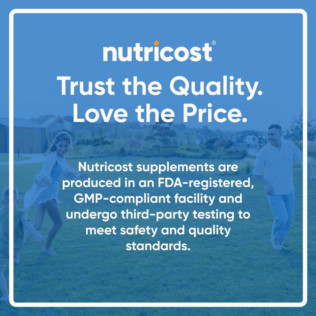 Nutricost Folic Acid Vitamin B9 capsule size and presentation view beside the bottle