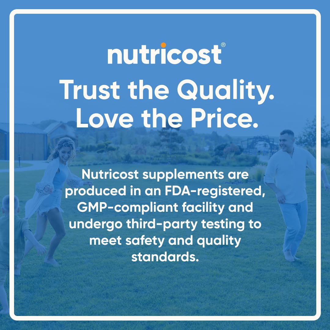 Nutricost Folic Acid Vitamin B9 capsule size and presentation view beside the bottle