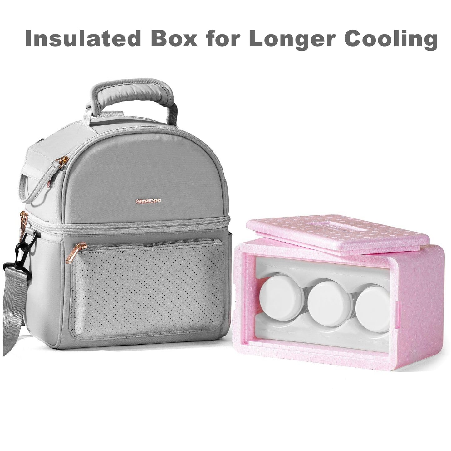 Sunveno breastmilk tote with detachable insulation box pulled out