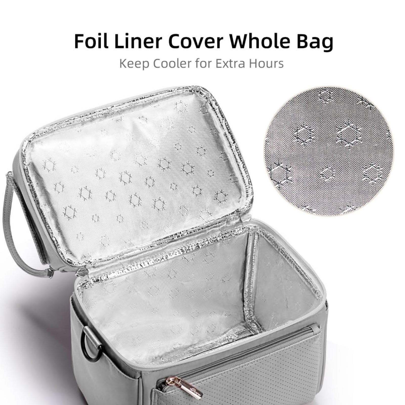 Sunveno double decker diaper bag showing bottle storage with ice packs