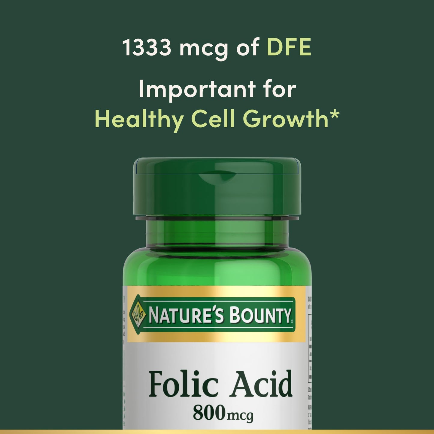 Nature's Bounty Folic Acid 250 vegetarian tablets back label with directions and warnings