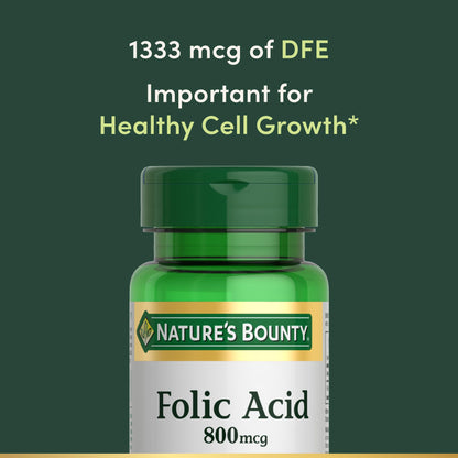 Nature's Bounty Folic Acid 250 vegetarian tablets back label with directions and warnings