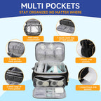 Phoebus Baby breast pump carrying case demonstrating the built-in insulated milk storage section