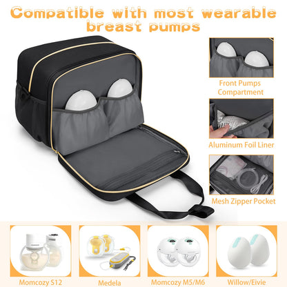OCKLILY insulated breast milk cooler bag lower compartment with bottles