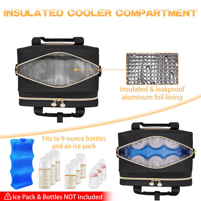 OCKLILY pumping bag double layer storage layout with hands free pumps