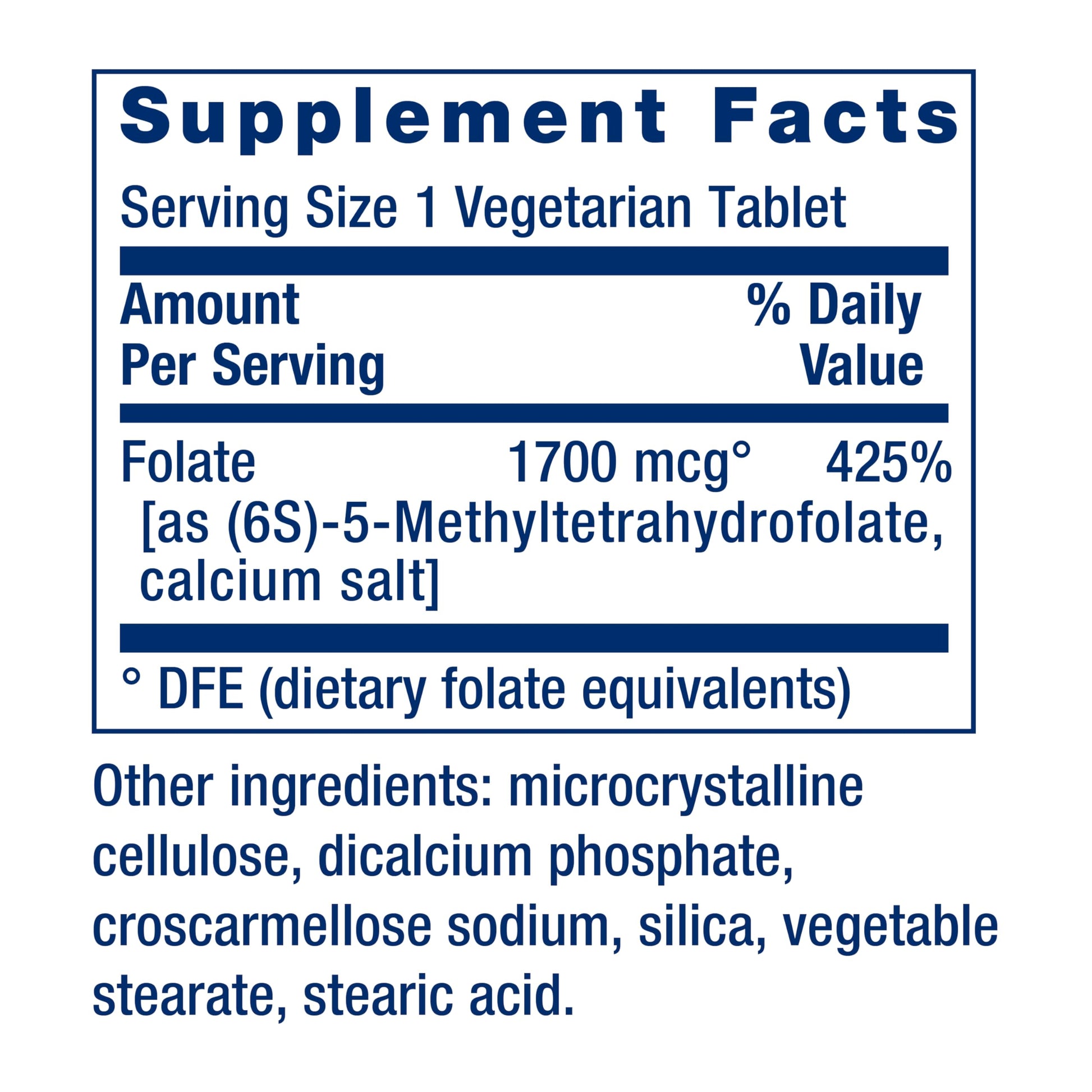 Life Extension active folate b9 supplement bottle side showing non-GMO certification