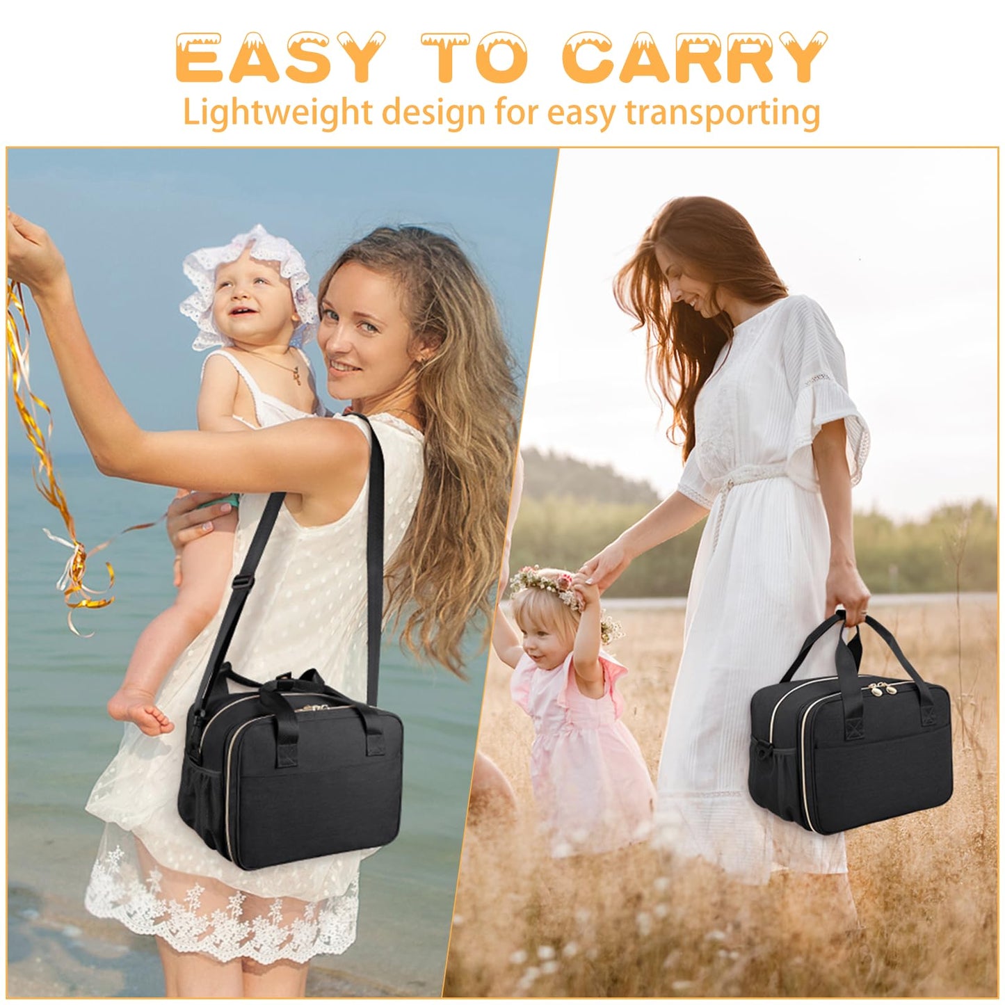 OCKLILY premium nursing travel tote showing padded side pockets