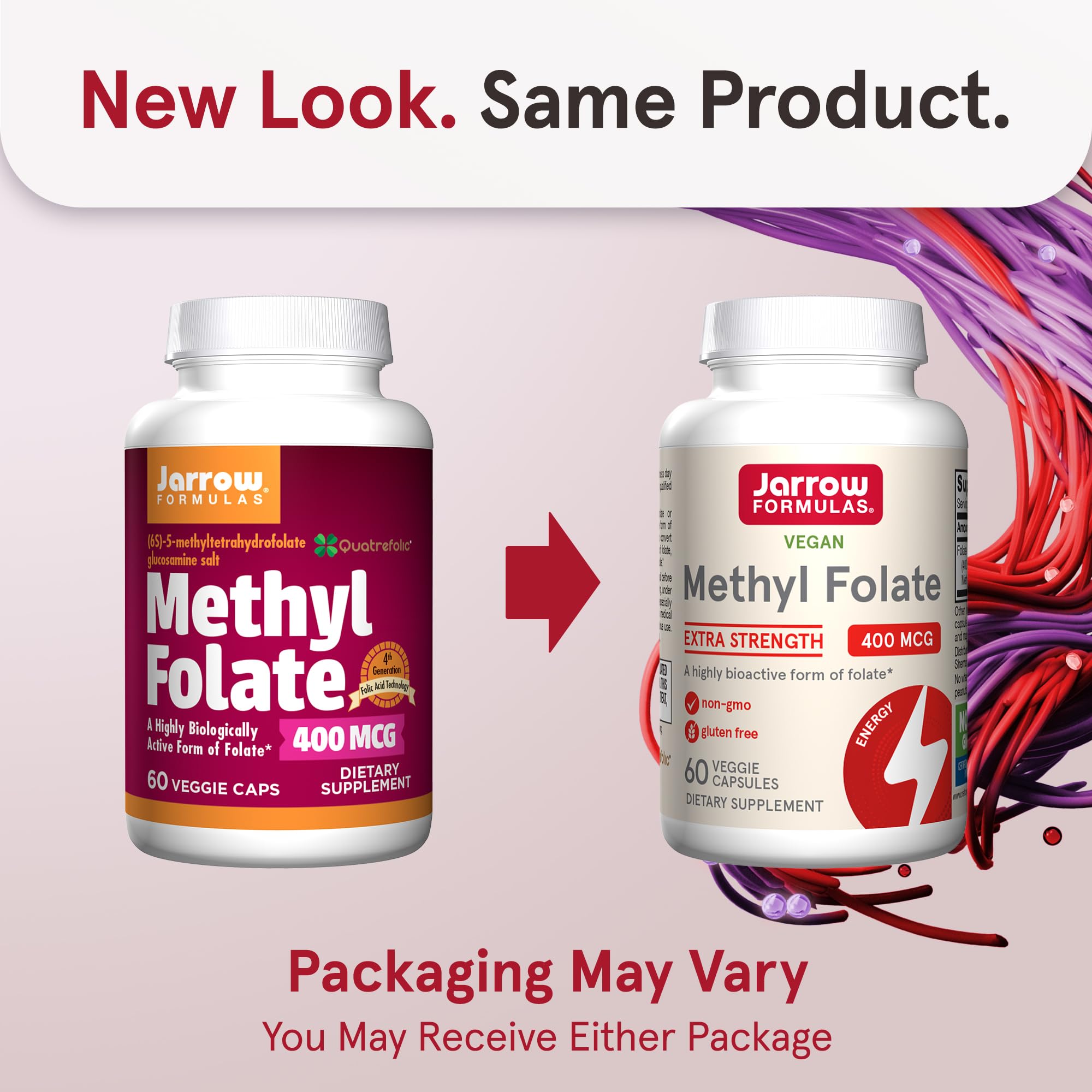 Jarrow Formulas Methyl Folate 60 veggie capsules supplement facts label