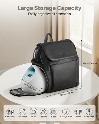 VEVOR breastfeeding bag side pocket showing space for four nine ounce bottles