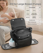 VEVOR breast pump backpack displaying open compartment fitting Spectra S1 pump