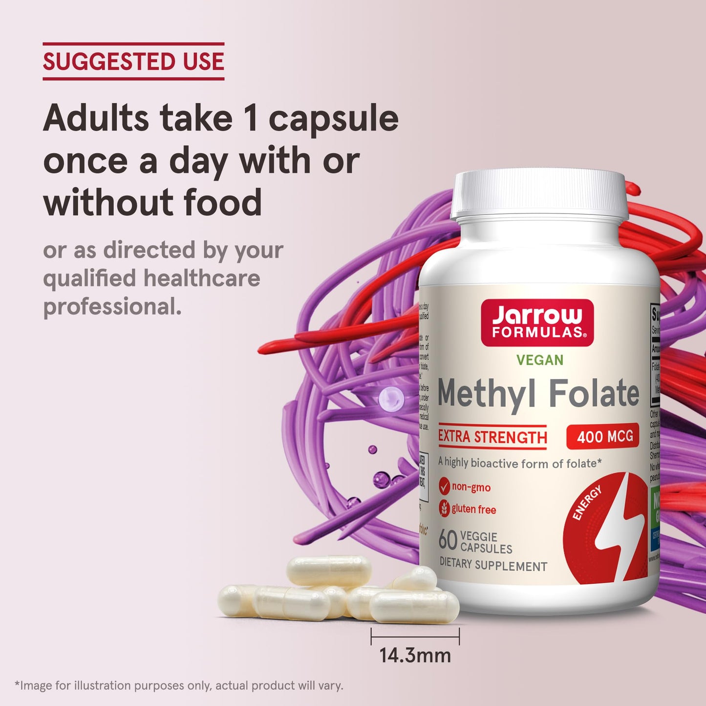 Jarrow Formulas extra strength folate veggie capsule close up view