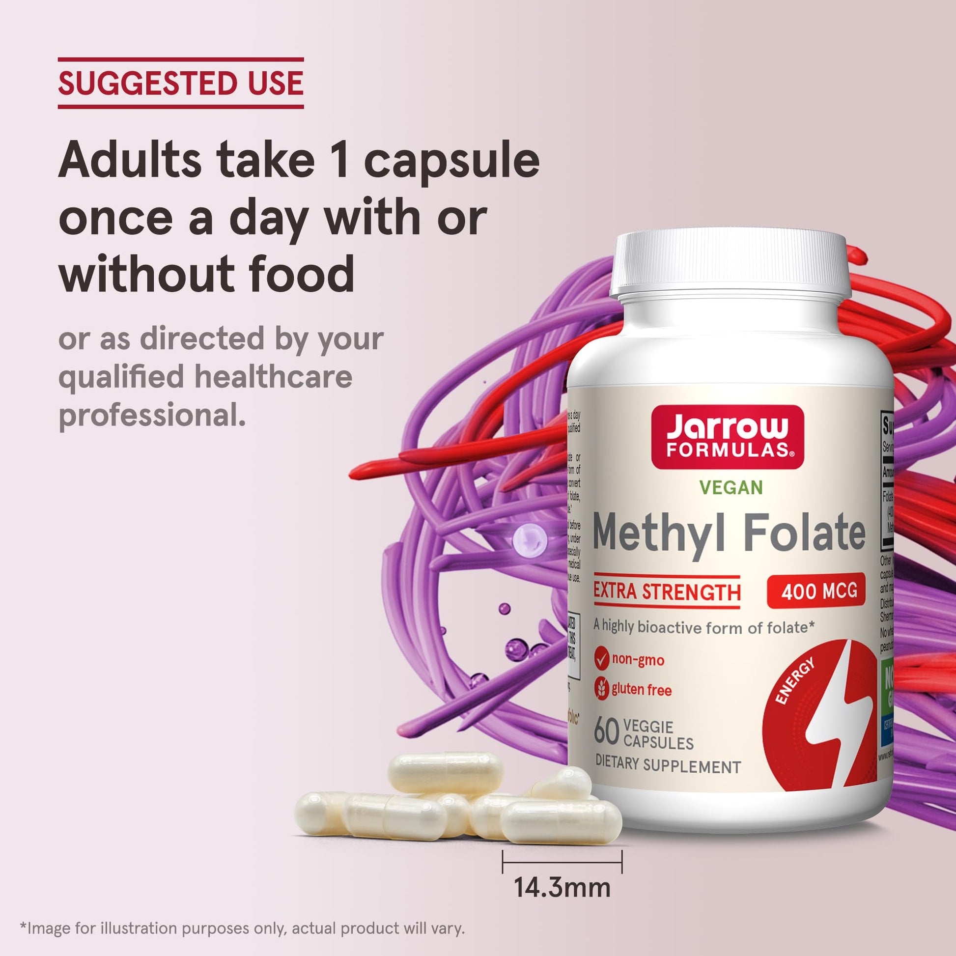 Jarrow Formulas extra strength folate veggie capsule close up view