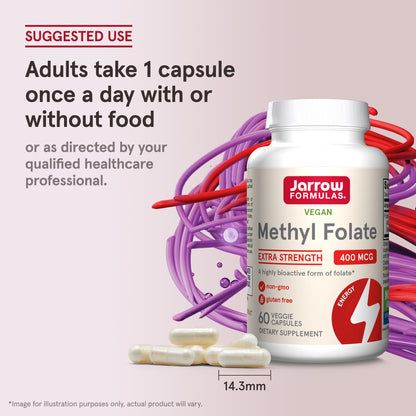 Jarrow Formulas extra strength folate veggie capsule close up view