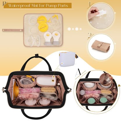 Fasrom compact pump bag bottom insulated cooler compartment with milk bottles